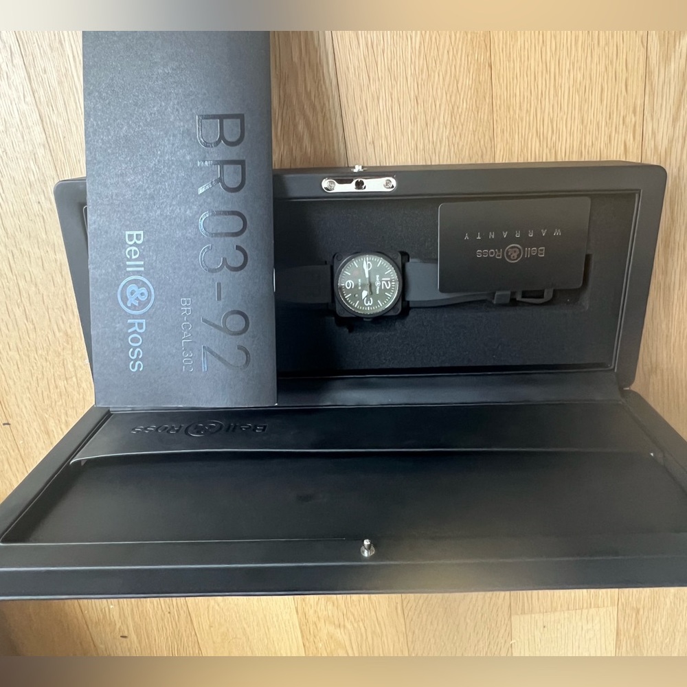 Bell & Ross BR 03-92 military edition black matte stainless green face - NEW